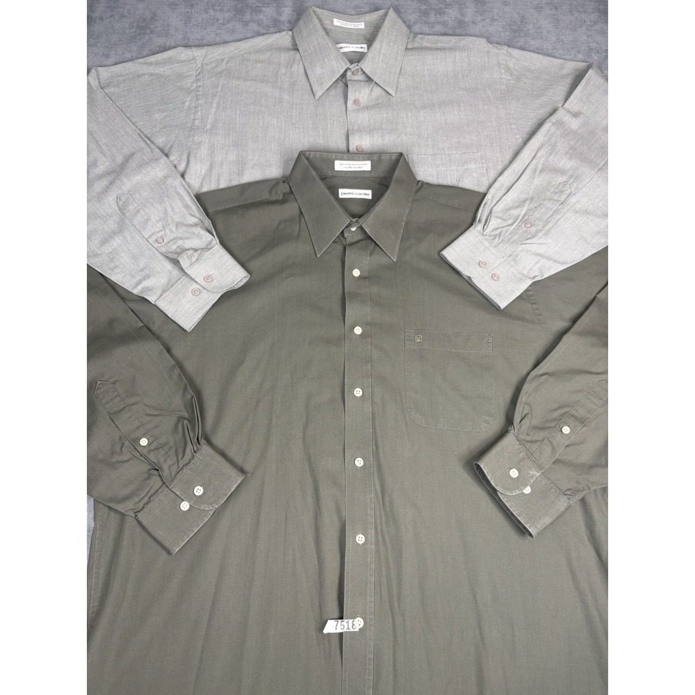 Lot 2 Pierre Cardin Dress Shirts 17-17.5 34/35 Korea Cotton Blend Button Up